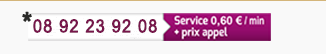 08 92 23 92 08 — Service 0,60 €/min + prix appel